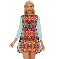 Abstrakte Blume Long Sleeve Babydoll Dress