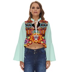 Abstrakte Blume Boho Long Bell Sleeve Top