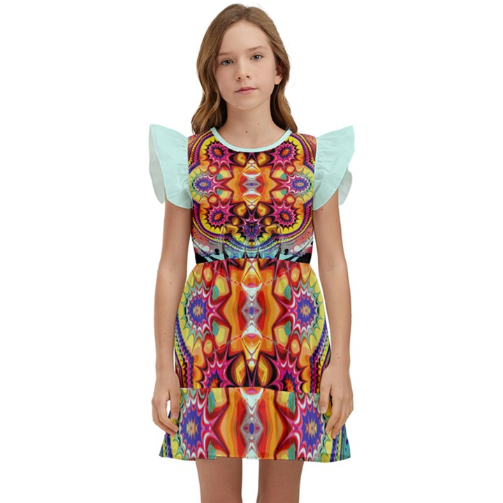 abstrakte Blume Kids  Winged Sleeve Dress