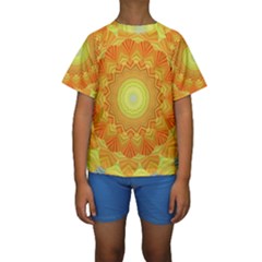 Sunshine Sunny Sun Abstract Yellow Kids  Short Sleeve Swimwear by Ravend