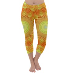 Sunshine Sunny Sun Abstract Yellow Capri Winter Leggings 