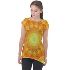 Sunshine Sunny Sun Abstract Yellow Cap Sleeve High Low Top by Ravend