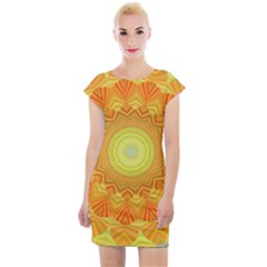 Sunshine Sunny Sun Abstract Yellow Cap Sleeve Bodycon Dress by Ravend