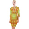 Sunshine Sunny Sun Abstract Yellow Quarter Sleeve Hood Bodycon Dress View1