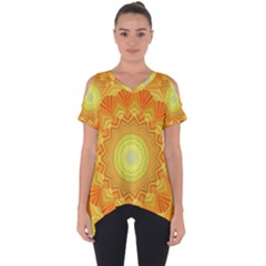 Sunshine Sunny Sun Abstract Yellow Cut Out Side Drop T-shirt by Ravend