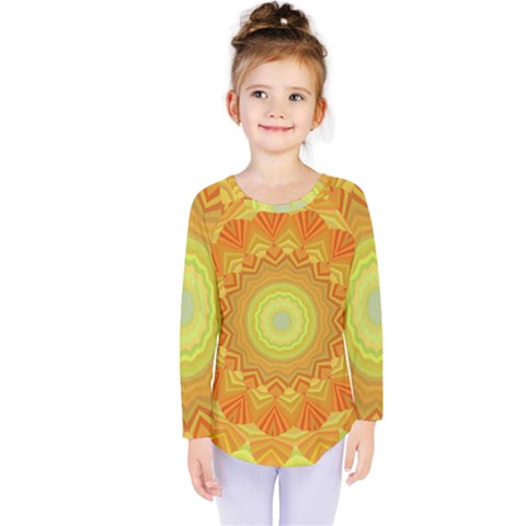 Sunshine Sunny Sun Abstract Yellow Kids  Long Sleeve T-shirt by Ravend