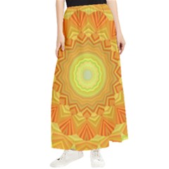 Sunshine Sunny Sun Abstract Yellow Maxi Chiffon Skirt by Ravend