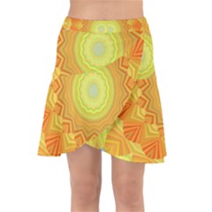 Sunshine Sunny Sun Abstract Yellow Wrap Front Skirt by Ravend