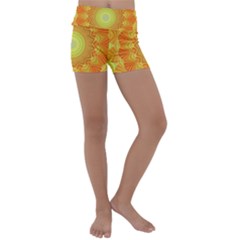 Sunshine Sunny Sun Abstract Yellow Kids  Lightweight Velour Yoga Shorts by Ravend