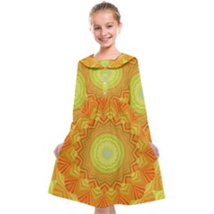 Sunshine Sunny Sun Abstract Yellow Kids  Midi Sailor Dress by Ravend