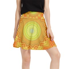 Sunshine Sunny Sun Abstract Yellow Waistband Skirt by Ravend