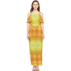 Sunshine Sunny Sun Abstract Yellow Draped Sleeveless Chiffon Jumpsuit by Ravend