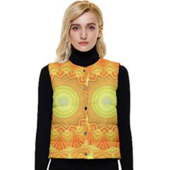 Sunshine Sunny Sun Abstract Yellow Women s Button Up Puffer Vest by Ravend