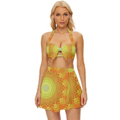 Sunshine Sunny Sun Abstract Yellow Vintage Style Bikini Top And Skirt Set  by Ravend