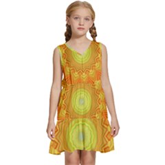 Sunshine Sunny Sun Abstract Yellow Kids  Sleeveless Tiered Mini Dress by Ravend