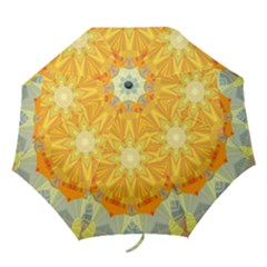 Sunshine Sunny Sun Abstract Yellow Folding Umbrellas by Ravend