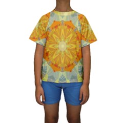 Sunshine Sunny Sun Abstract Yellow Kids  Short Sleeve Swimwear by Ravend