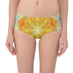 Sunshine Sunny Sun Abstract Yellow Mid-waist Bikini Bottoms by Ravend