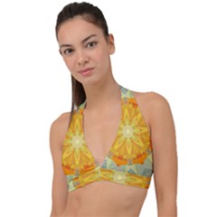 Sunshine Sunny Sun Abstract Yellow Halter Plunge Bikini Top by Ravend