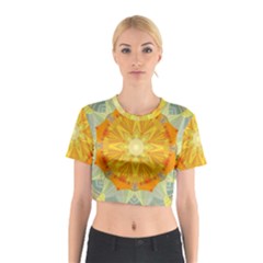 Sunshine Sunny Sun Abstract Yellow Cotton Crop Top by Ravend