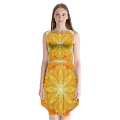 Sunshine Sunny Sun Abstract Yellow Sleeveless Chiffon Dress   by Ravend