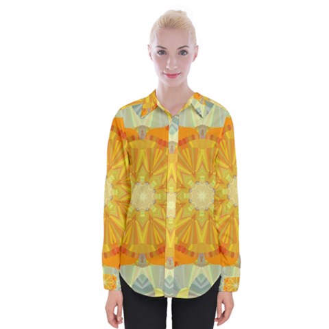 Sunshine Sunny Sun Abstract Yellow Womens Long Sleeve Shirt by Ravend