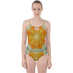 Sunshine Sunny Sun Abstract Yellow Cut Out Top Tankini Set by Ravend