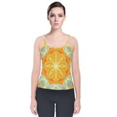 Sunshine Sunny Sun Abstract Yellow Velvet Spaghetti Strap Top by Ravend