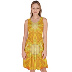 Sunshine Sunny Sun Abstract Yellow Knee Length Skater Dress With Pockets by Ravend