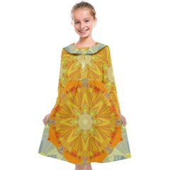 Sunshine Sunny Sun Abstract Yellow Kids  Midi Sailor Dress by Ravend