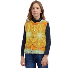 Sunshine Sunny Sun Abstract Yellow Kid s Button Up Puffer Vest	