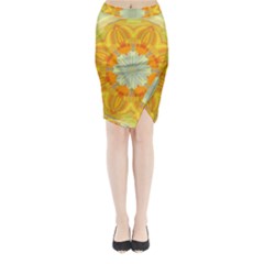 Sunshine Sunny Sun Abstract Yellow Midi Wrap Pencil Skirt by Ravend