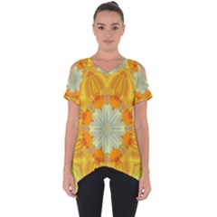 Sunshine Sunny Sun Abstract Yellow Cut Out Side Drop T-shirt by Ravend