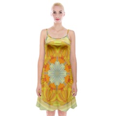 Sunshine Sunny Sun Abstract Yellow Spaghetti Strap Velvet Dress