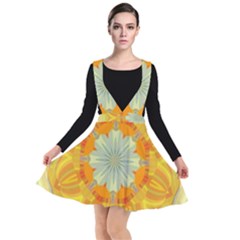 Sunshine Sunny Sun Abstract Yellow Plunge Pinafore Dress by Ravend