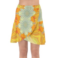 Sunshine Sunny Sun Abstract Yellow Wrap Front Skirt by Ravend