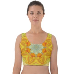 Sunshine Sunny Sun Abstract Yellow Velvet Crop Top by Ravend