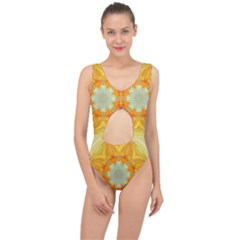 Sunshine Sunny Sun Abstract Yellow Center Cut Out Swimsuit by Ravend