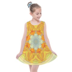 Sunshine Sunny Sun Abstract Yellow Kids  Summer Dress by Ravend