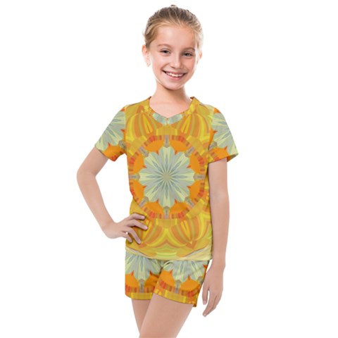 Sunshine Sunny Sun Abstract Yellow Kids  Mesh T-shirt And Shorts Set by Ravend