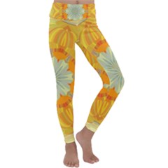 Sunshine Sunny Sun Abstract Yellow Kids  Lightweight Velour Classic Yoga Leggings by Ravend