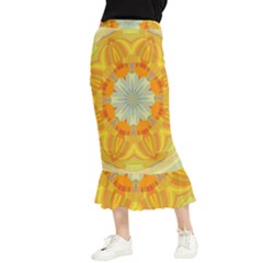 Sunshine Sunny Sun Abstract Yellow Maxi Fishtail Chiffon Skirt by Ravend