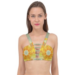 Sunshine Sunny Sun Abstract Yellow Cage Up Bikini Top by Ravend