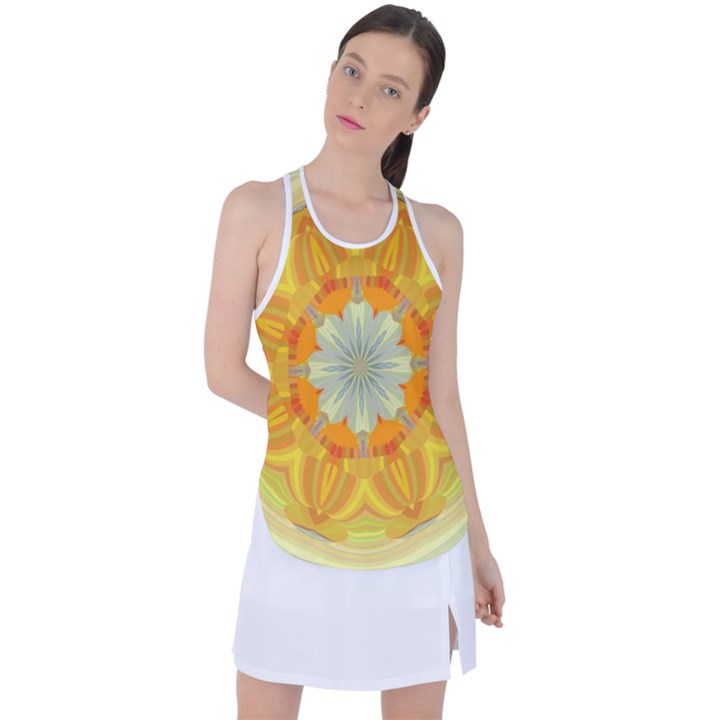 Sunshine Sunny Sun Abstract Yellow Racer Back Mesh Tank Top