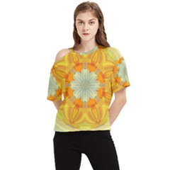 Sunshine Sunny Sun Abstract Yellow One Shoulder Cut Out T-shirt by Ravend