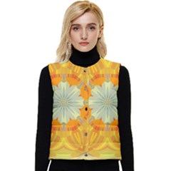 Sunshine Sunny Sun Abstract Yellow Women s Button Up Puffer Vest by Ravend