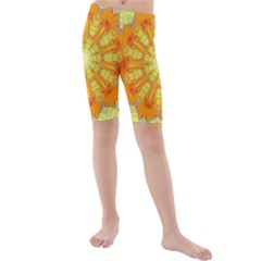 Sunshine-sunny-sun-abstract-yellow - Kids  Mid Length Swim Shorts by Ravend