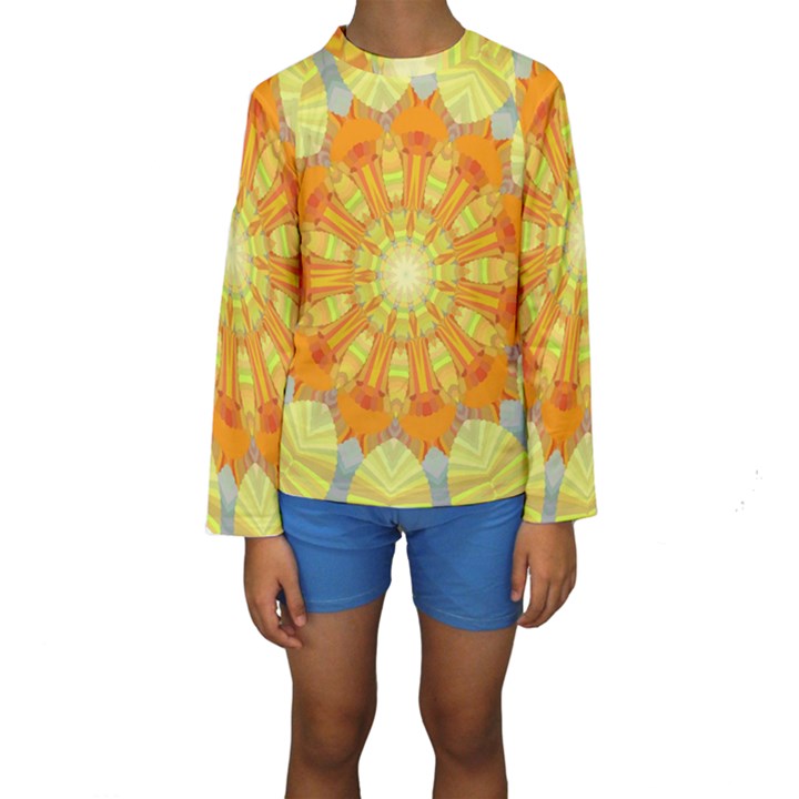 Sunshine-sunny-sun-abstract-yellow - Kids  Long Sleeve Swimwear