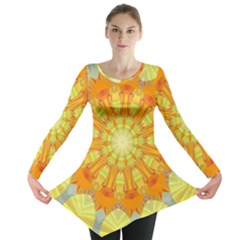 Sunshine-sunny-sun-abstract-yellow - Long Sleeve Tunic  by Ravend