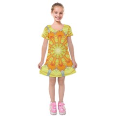 Sunshine-sunny-sun-abstract-yellow - Kids  Short Sleeve Velvet Dress